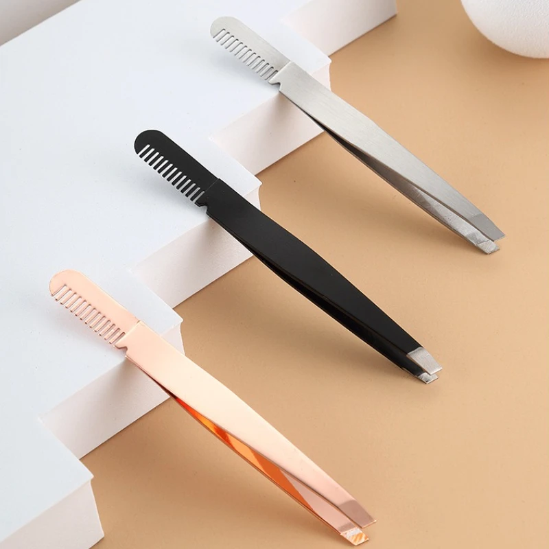 Pinzette per piegaciglia inclinate placcate in oro in acciaio inossidabile Pinzette per depilazione sopracciglia Pinzette molto rilassate e molto senza sforzo