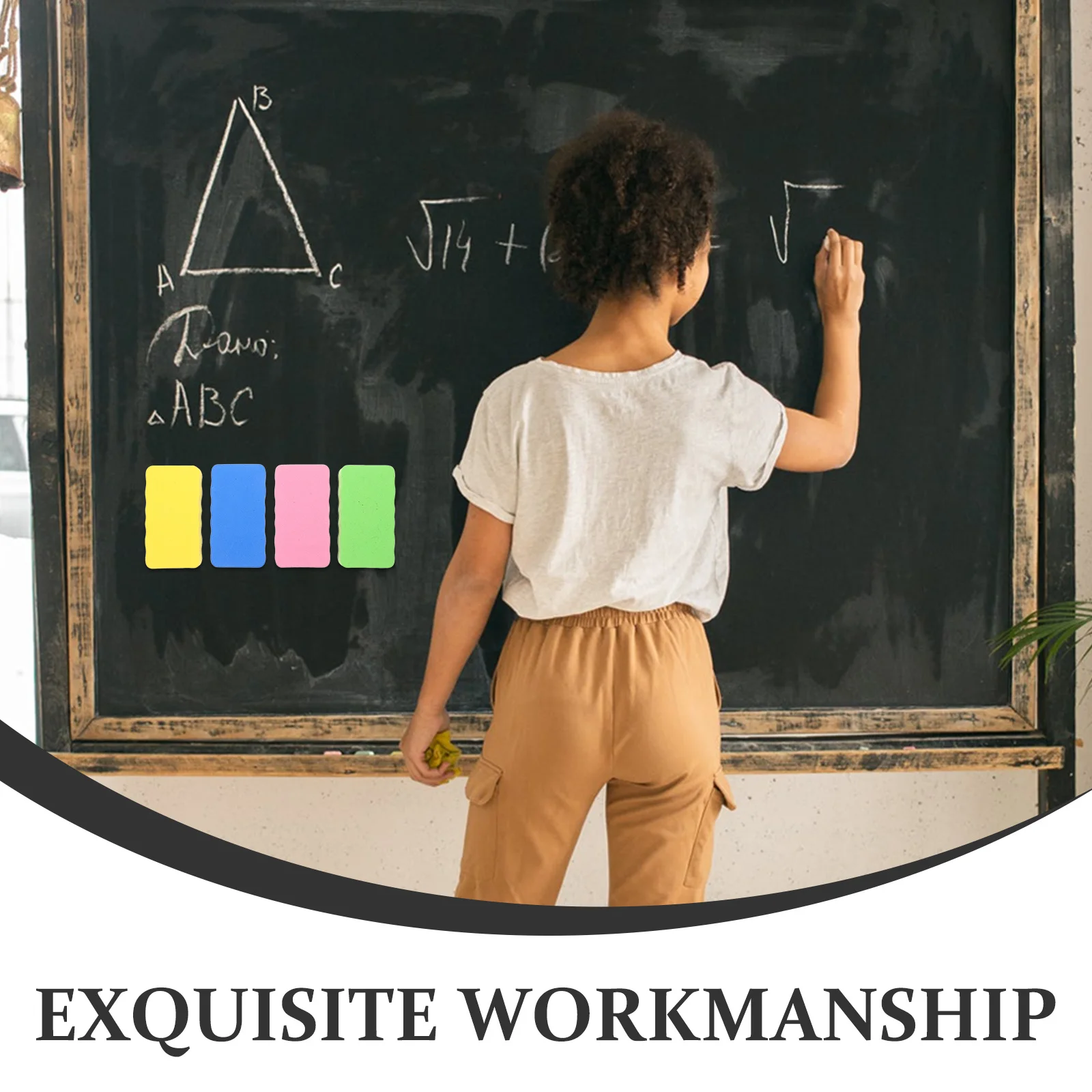 4 قطع من محايات السبورة البيضاء من اللباد إيفا، ممحاة جافة مغناطيسية ملونة للفصول الدراسية والمكتب المنزلي ومجموعة منظف السبورة البيضاء #4