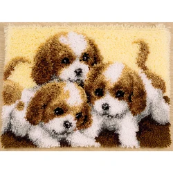 Tapestry kits Latch hook rug kits with Printed Canvas Puppy Carpet embroidery Latch hook rug Button package diy rugs