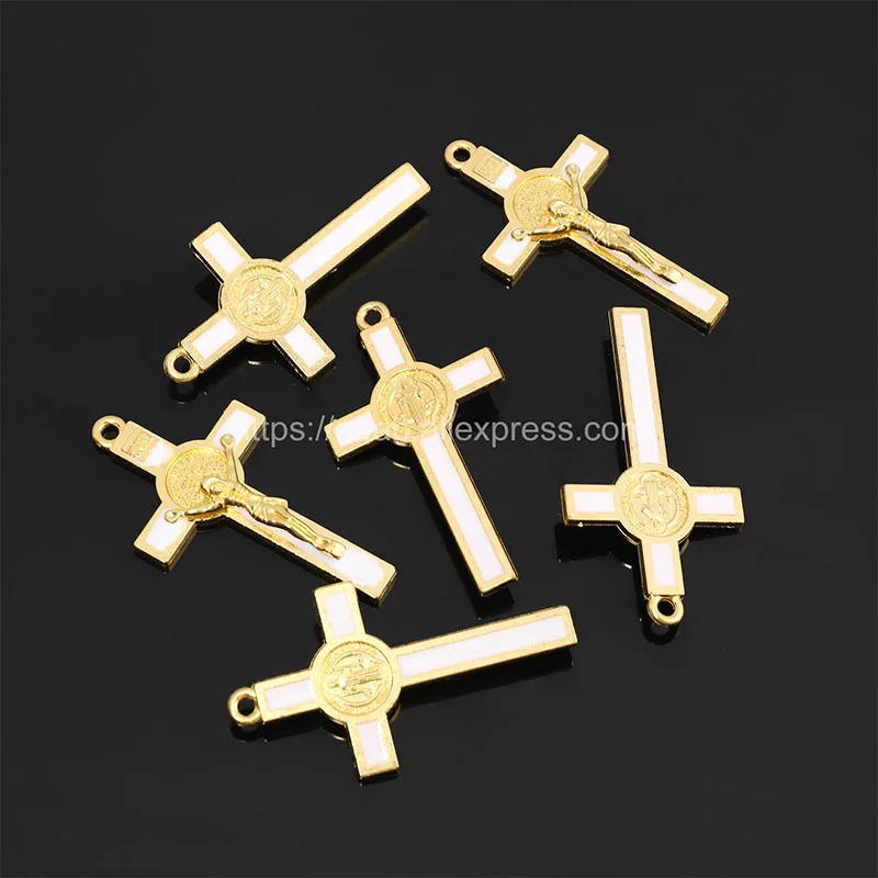 5 Pieces/Catholic Gold Plated Cross Charm Jewelry Making Supplies Christ Handmade Necklace Christ Gold Cross Accessories