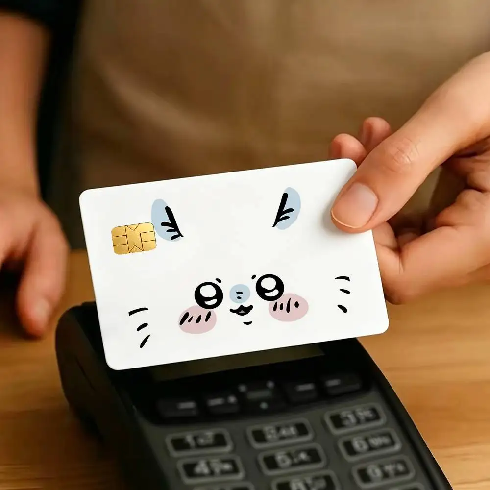 Cute Fluffy M-Momongas Flying Squirrel 1Set 4Pcs Card Skin Sticker, Waterproof Decorative Film for Credit Debit Bank Bus IC Card