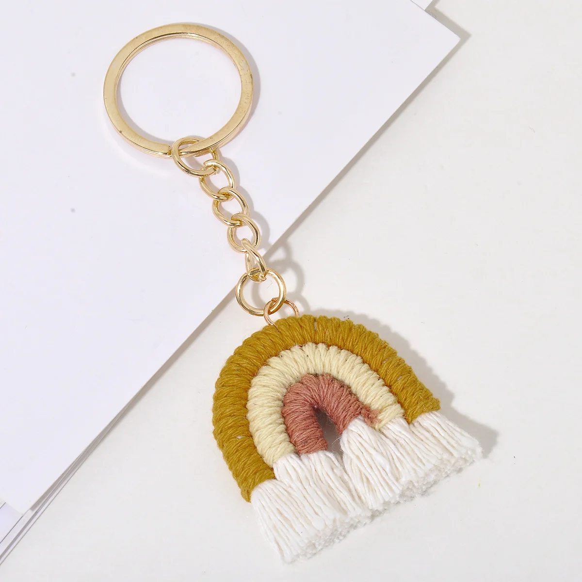 Leuke gebreide regenboog kwastjes sleutelhanger vrouwen meisjes handgemaakte sleutelhanger voor autosleutel houder handtas hanger DIY sleutelhanger sieraden cadeau