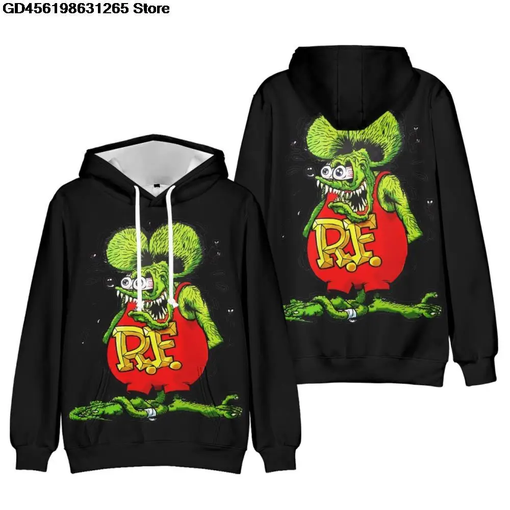 2024 New Rat Fink Hoodies Sweatshirt Men/women Pullovers Kids Tops Kawaii Clothes Casual Anime Hoodie Streetwear Pullovers