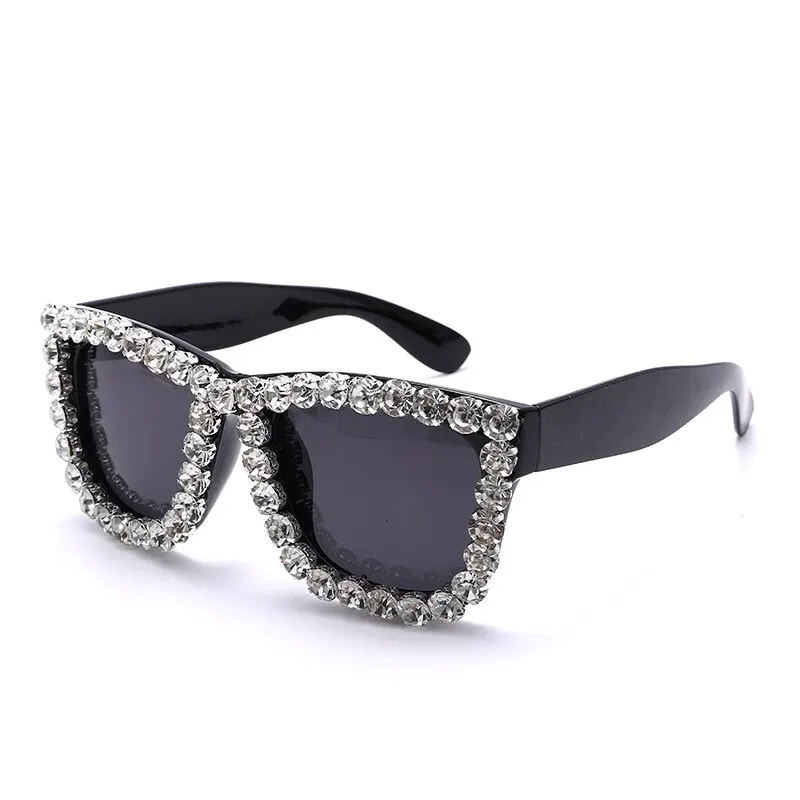 Oversized Rhinestone Frame Square Sunglasses Ladies Diamond  display picture 1