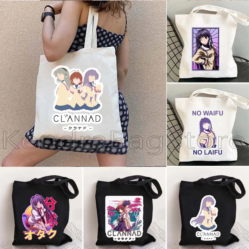 

Cute Anime CLANNAD Girl Robot Fujibayashi Kyou Nagisa Tomoyo Kawai Dango Gifts Women Tote Bag Canvas Shoulder Bag Cotton Handbag