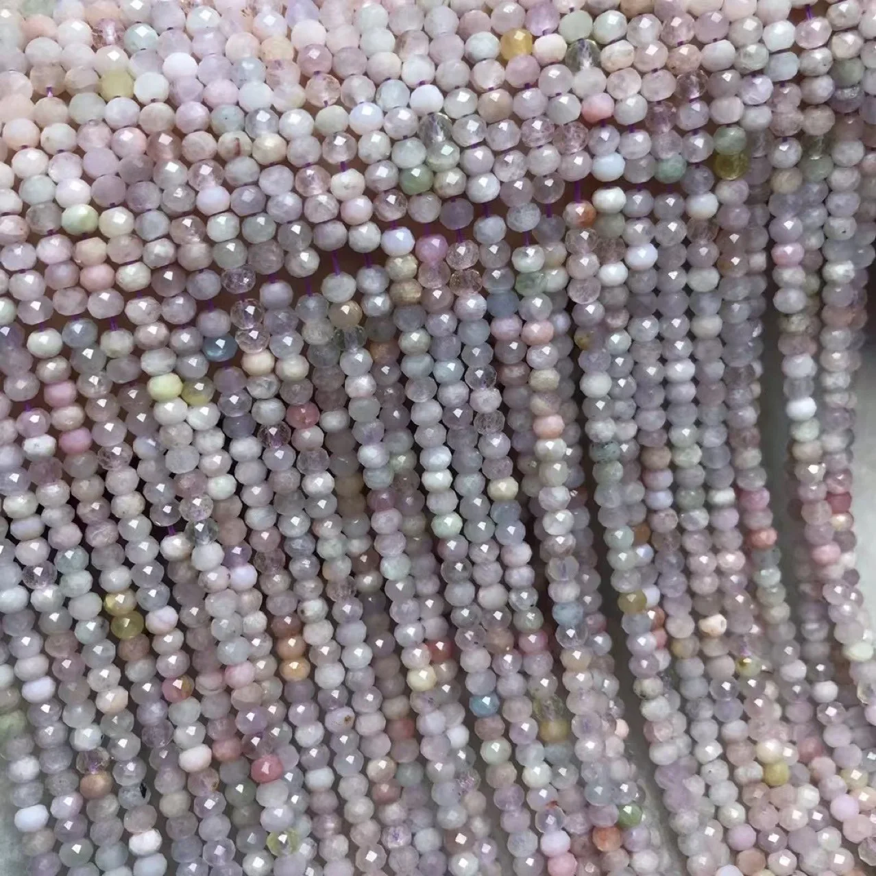 KUNZITE PURPLE roundelle faceted multicolor 3*4mm for DIY jewelry 38cm making  loose beads  FPPJ wholesale beads nature