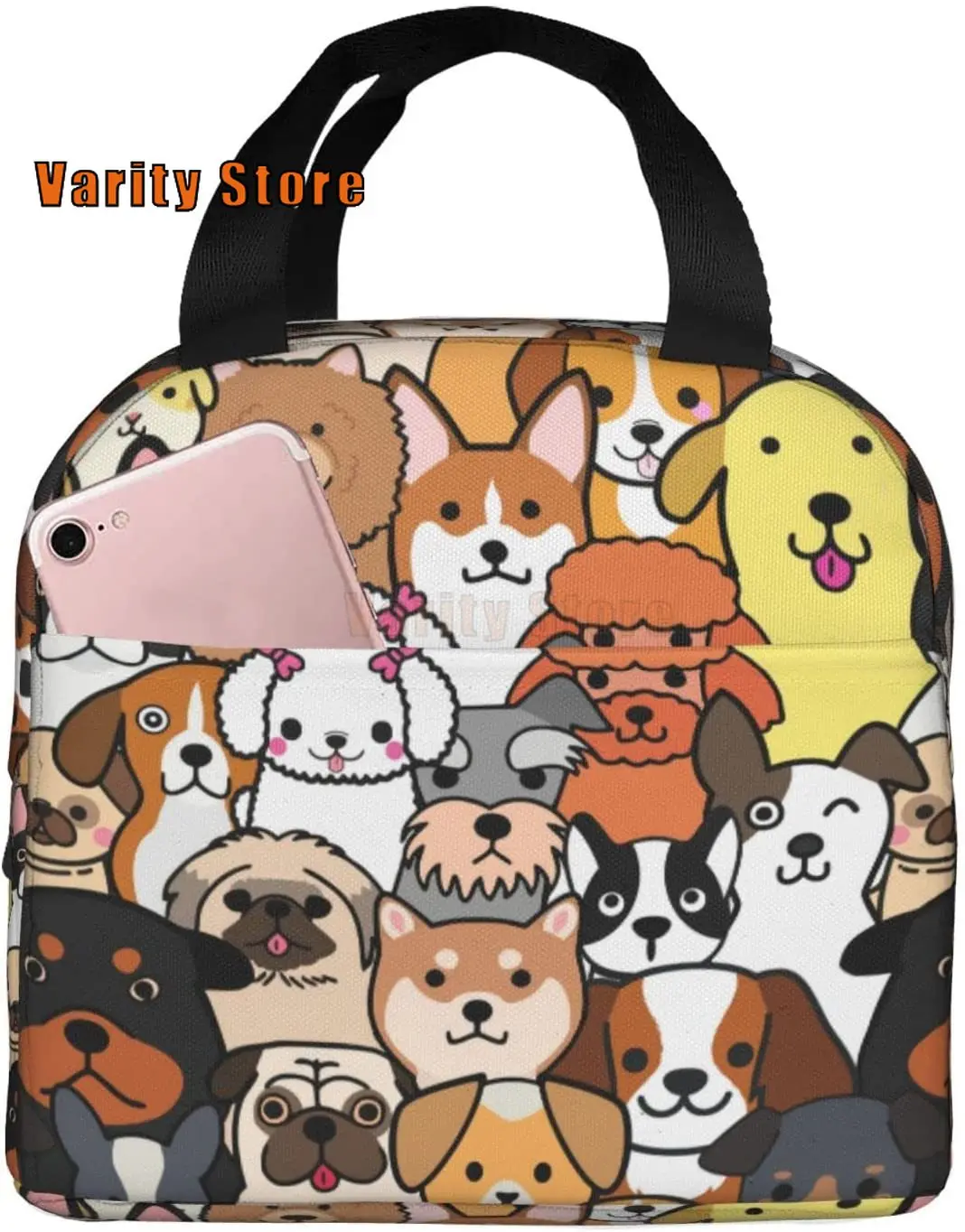 Cartoon Dog Anime Lunch Bag for Women Girls Cute Aesthetic Thermal Tote Box Washable Reusable for Picnic