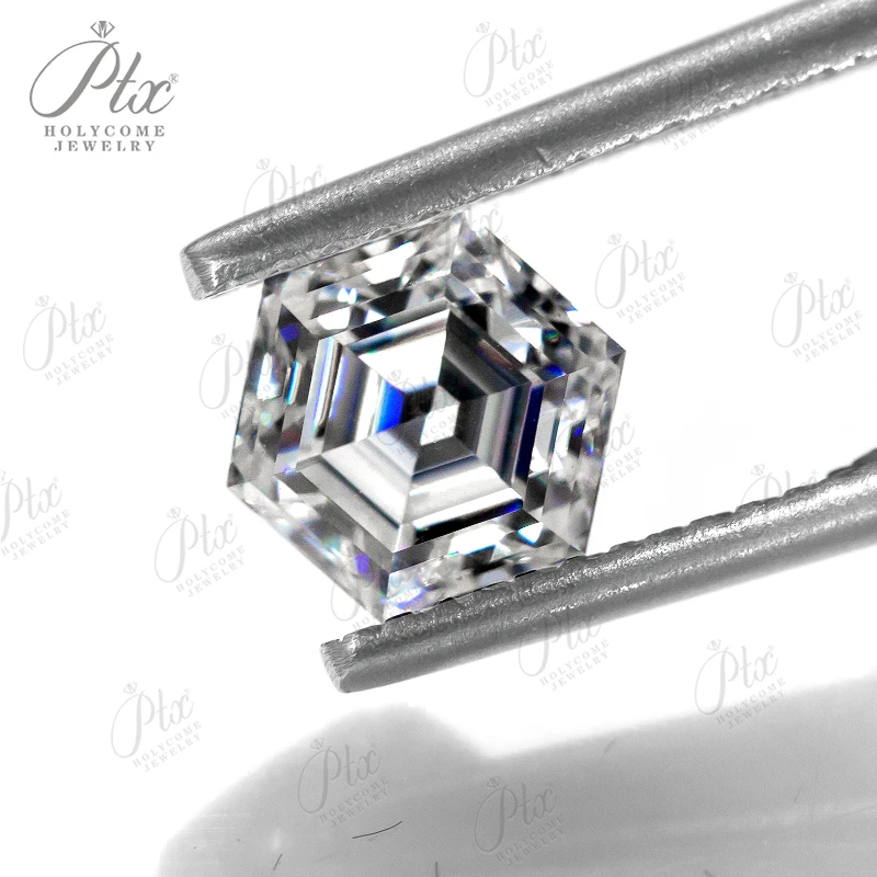 Moissanite Diamond Hexagon Green/D/Champagne Color VVS1 Brilliant Cut Tester Positive Factory GRA Certificate Jewelry Making DIY