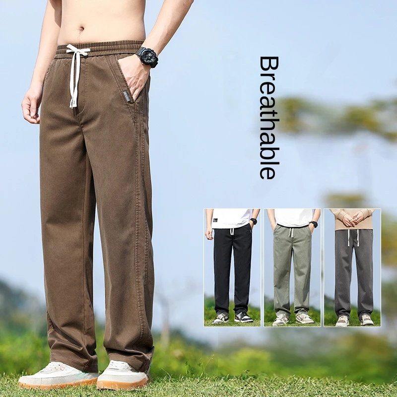 

Spring and Summer Stretchable Casual Pants. Teenagers' Straight Anti-wrinkle Loose Trousers, Men's Washed Denim Jeans. M-5XL