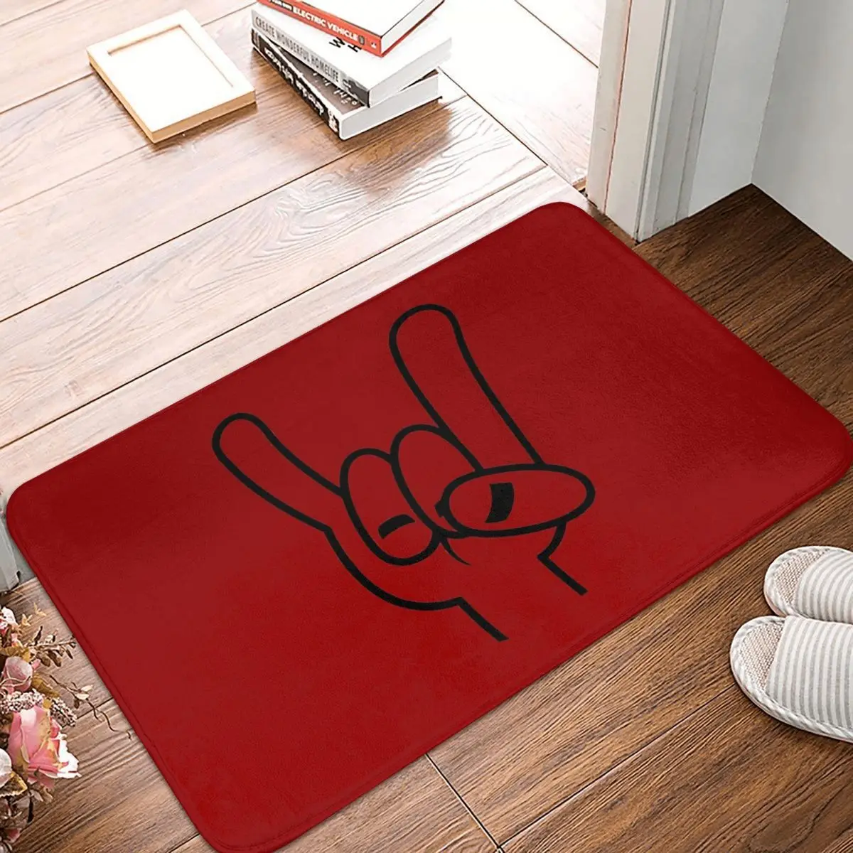 Devil Horns Line Black Heavy Metal Non-Slip Carpet Doormat Bedroom Bath Mat Entrance Door Home Rug