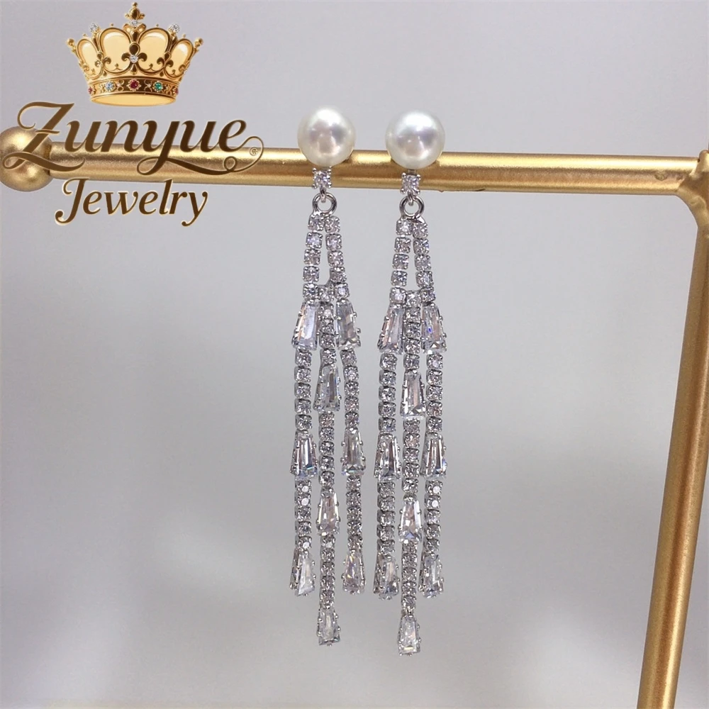 

Natural Freshwater Pearl Tassel Earrings Luxury Quality Jewelry Handicraft Best Selling Fashion Jewelry Charms Exquisite Popular