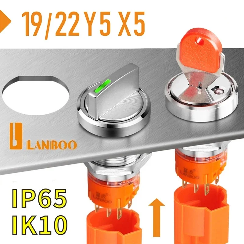 19mm 22mm Stainless Steel 9V 12V 48V 3A IP65 Knob Switch