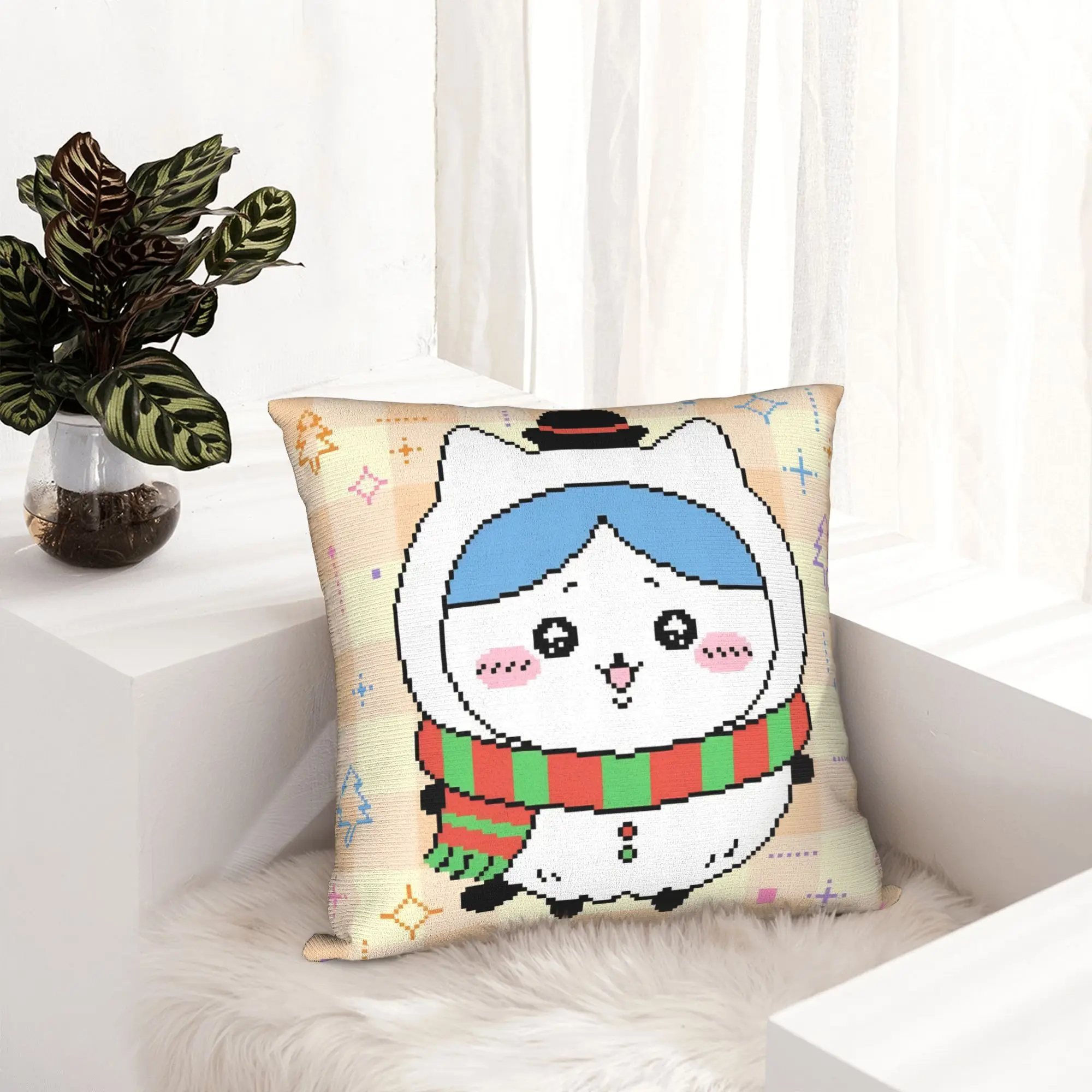 Chiikawas Cute Pixel Pillowcase Double-sided Printing Fabric Cushion Cover Gift  Pillow Case Cover Home Square 40X40cm