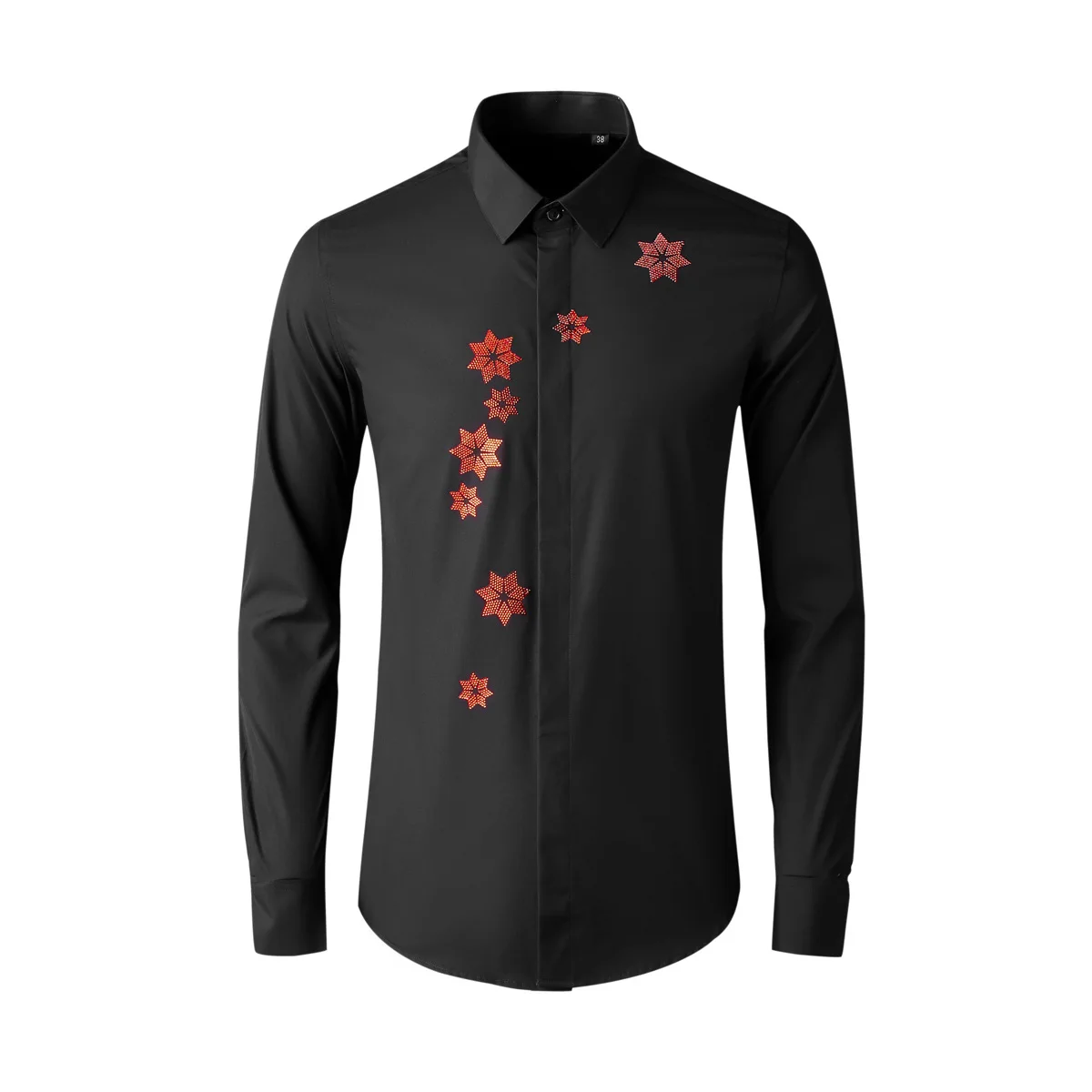 2025 Autumn Star Rhinestone Long Sleeve Shirts Slim Fit Casual Business Dress Shirts Fashion Banquet Stage Performance Costumes