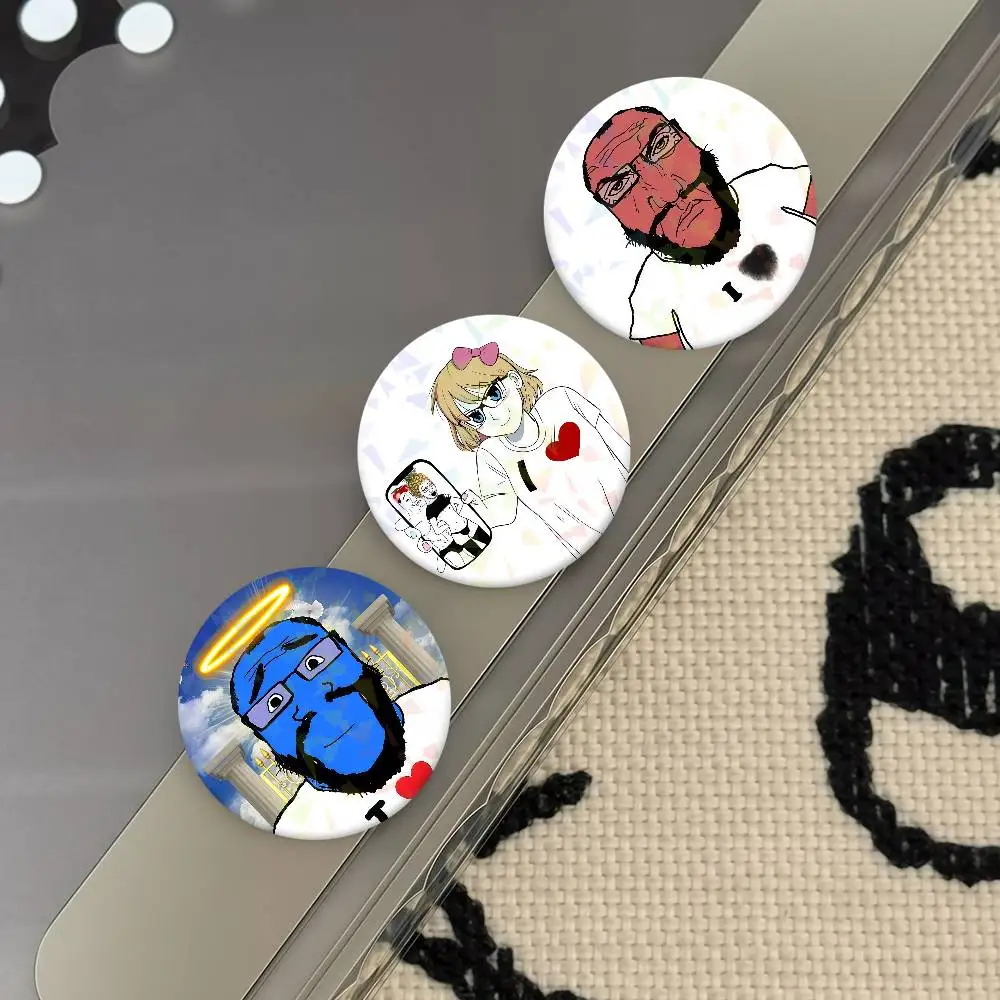 Creative Funny W-Wojak Meme Badges Soft Button Pin Bright Printed Icon Gift For Friends Badge Collar Brooch Lapel Pin Metal