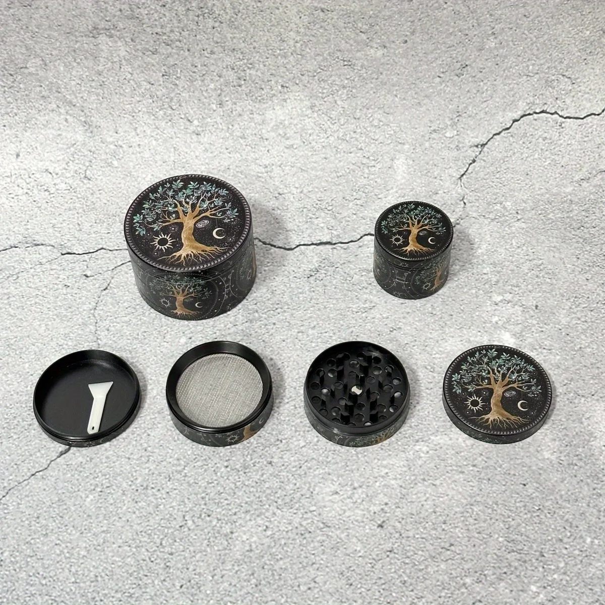 1.6/2/2.5inch Tree Life Metal Herb Grinder Mill Mortar 4-Layers Tobacco Vanilla Bud Grinder Grass Cigar Smoking Cigarette Tool