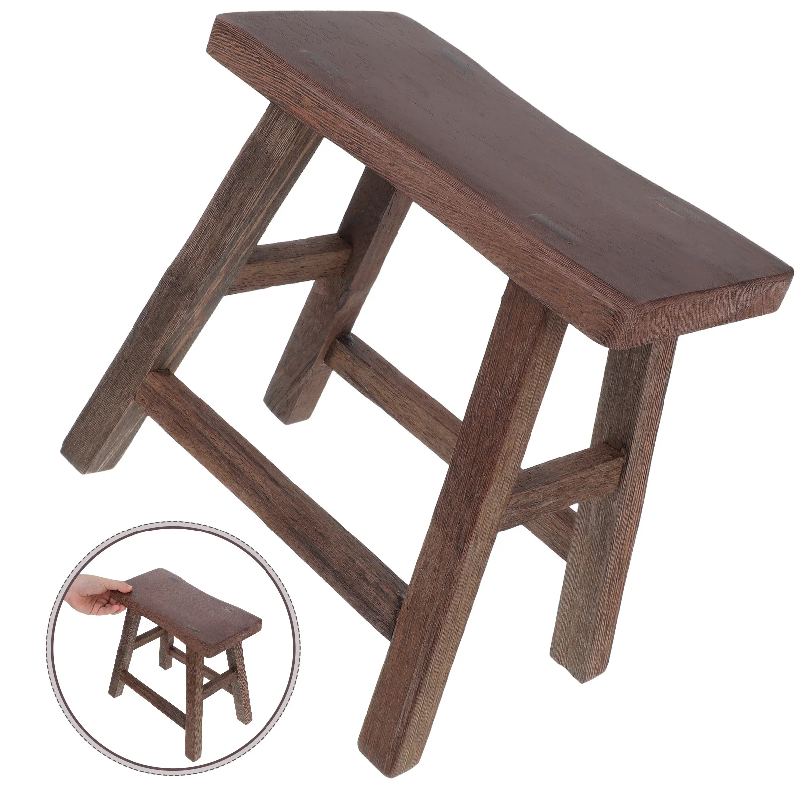 Rustic Wooden Step Stool Solid Chicken Wing Wood Portable Small Bench Seat Ideal for Bathroom Potty Stool and Kitchen Foot Rest