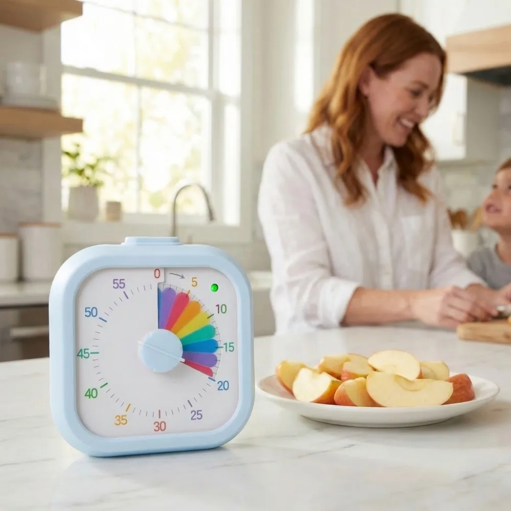 Temporizador Visual Portátil con Pantalla Arcoíris, Temporizador Digital de Cuenta Regresiva, Reloj Temporizador Multifuncional Silencioso para Cocina y Aula