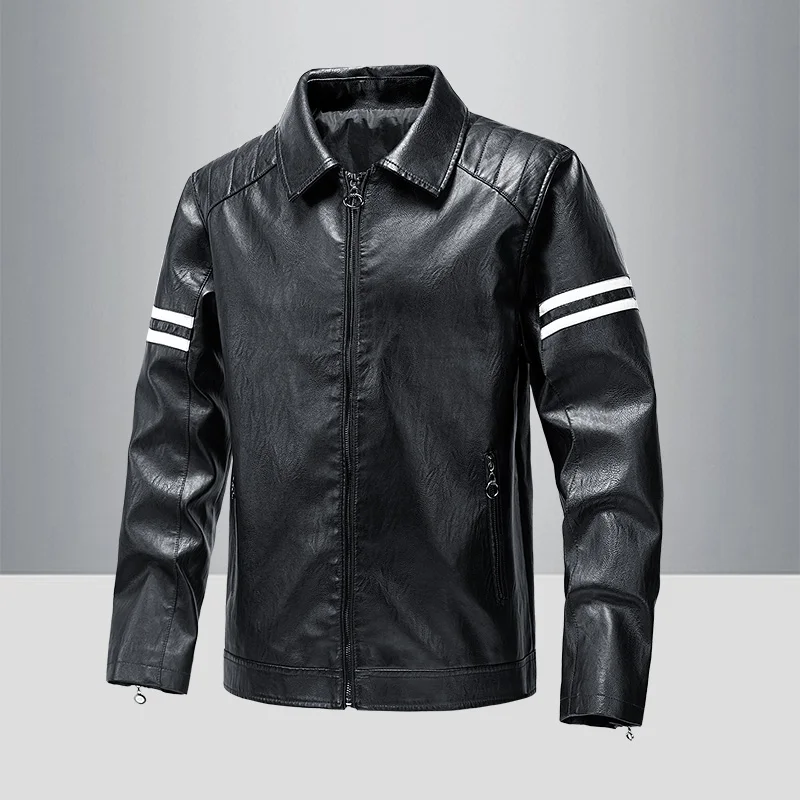 Leather jacket men\'s new autumn and winter Korean style trendy brand warm and casual versatile leather jacket