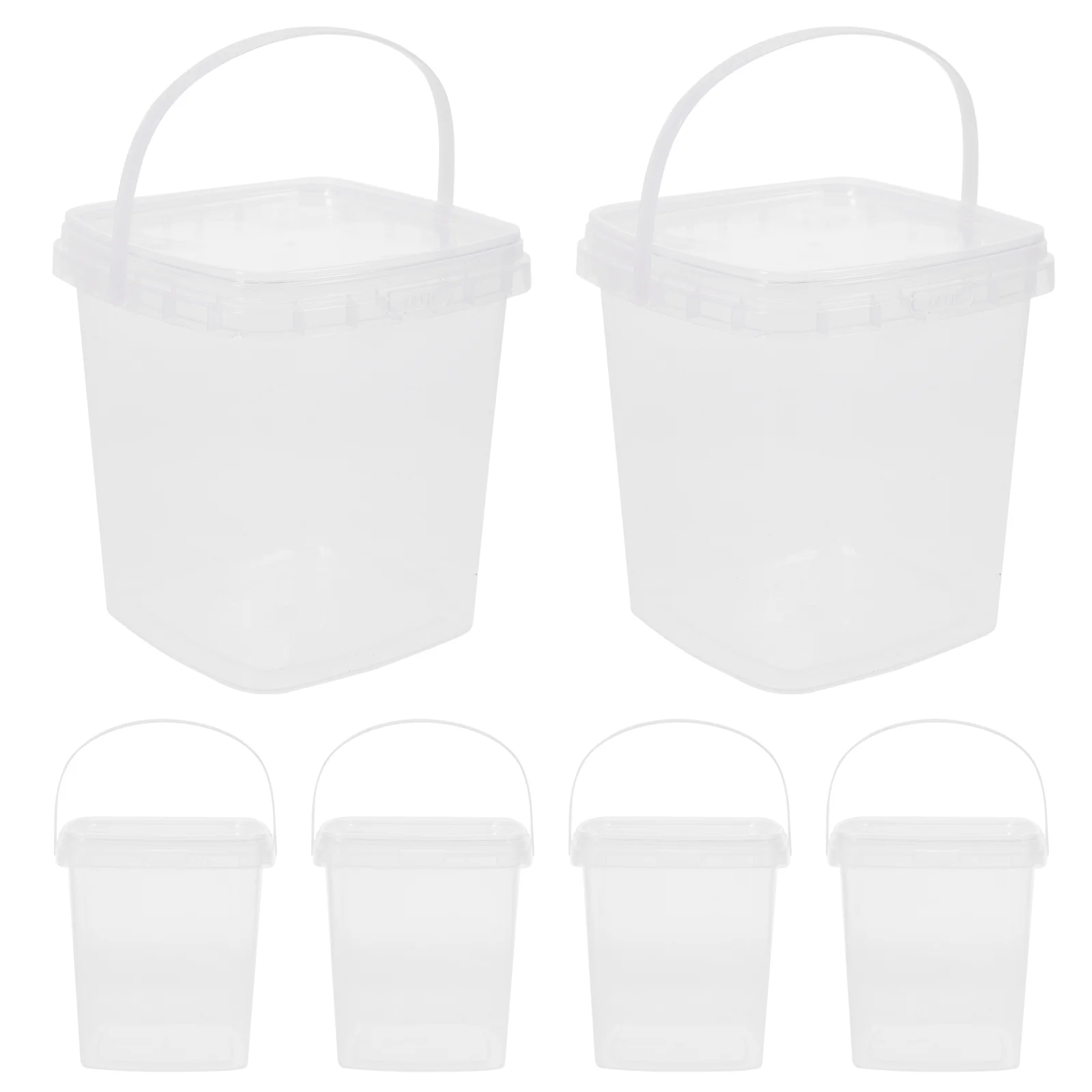 6 Pcs Milk Tea Bucket Tub Food Containers Ice Cream Clear with Lid Popcorn Buckets