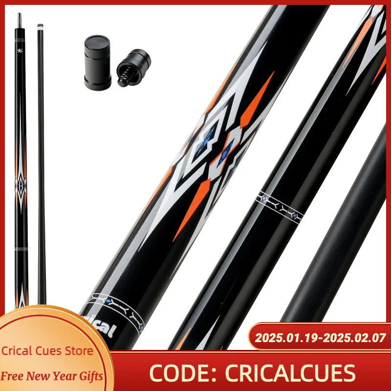 CRICAL CL-PRO Carbon Fiber Pool Cue Stick  12.4mm Tip 3 * 8/8 Joint Pin Black Technology Low DeflectionProfessional 1/2 Billiard