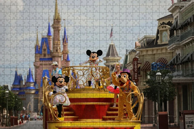 Château de Disney en Temps Réel pour Enfant, Jeu de Photo de Groupe Rick de Dessin Animé, Puzzle Fait à la Main, 300/500/1000 Pièces, Cadeau