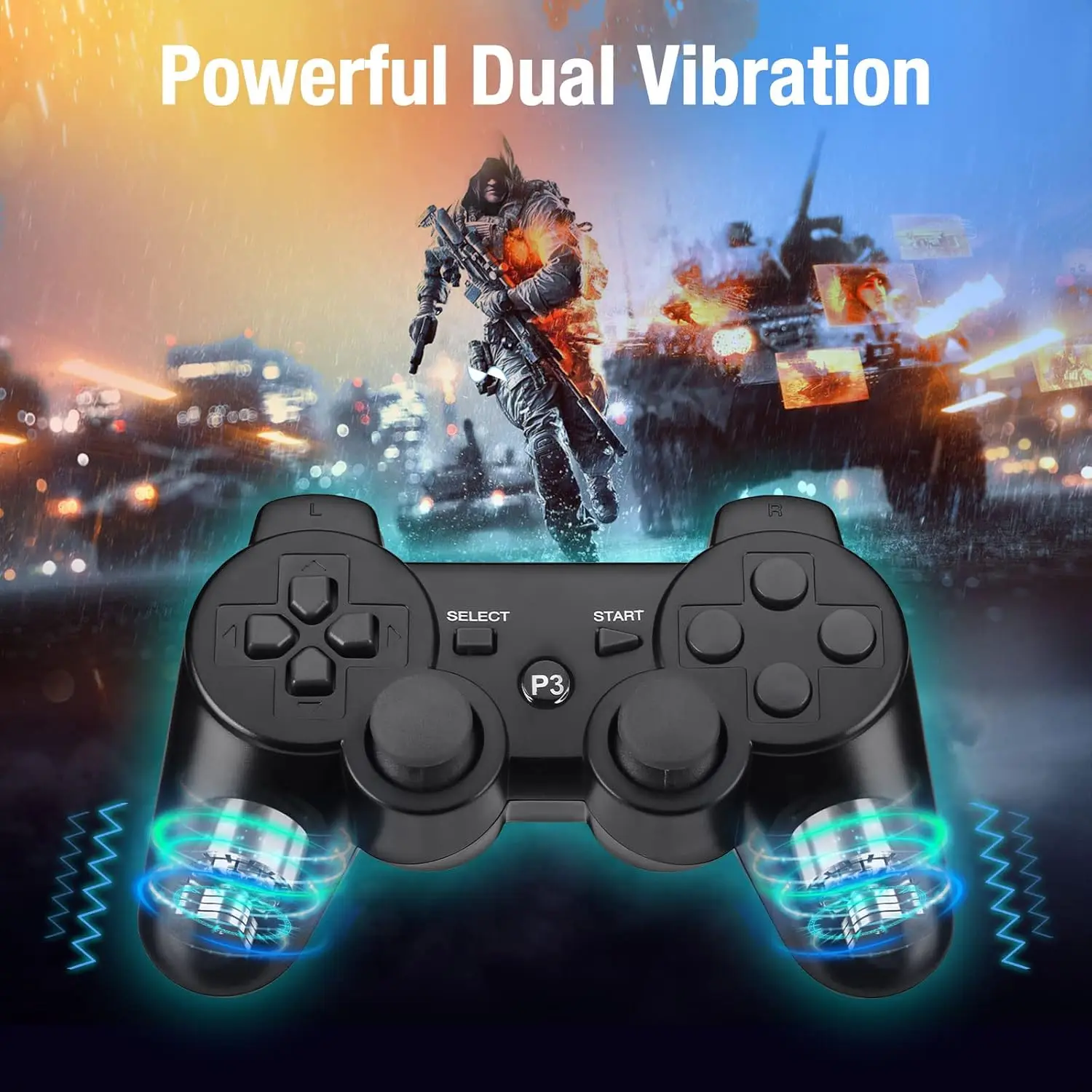 Controle Bluetooth para PS3, Gamepad para PlayStation 3, Joystick Sem Fio para Console SIXAXIS/Controlador com Fio para PC