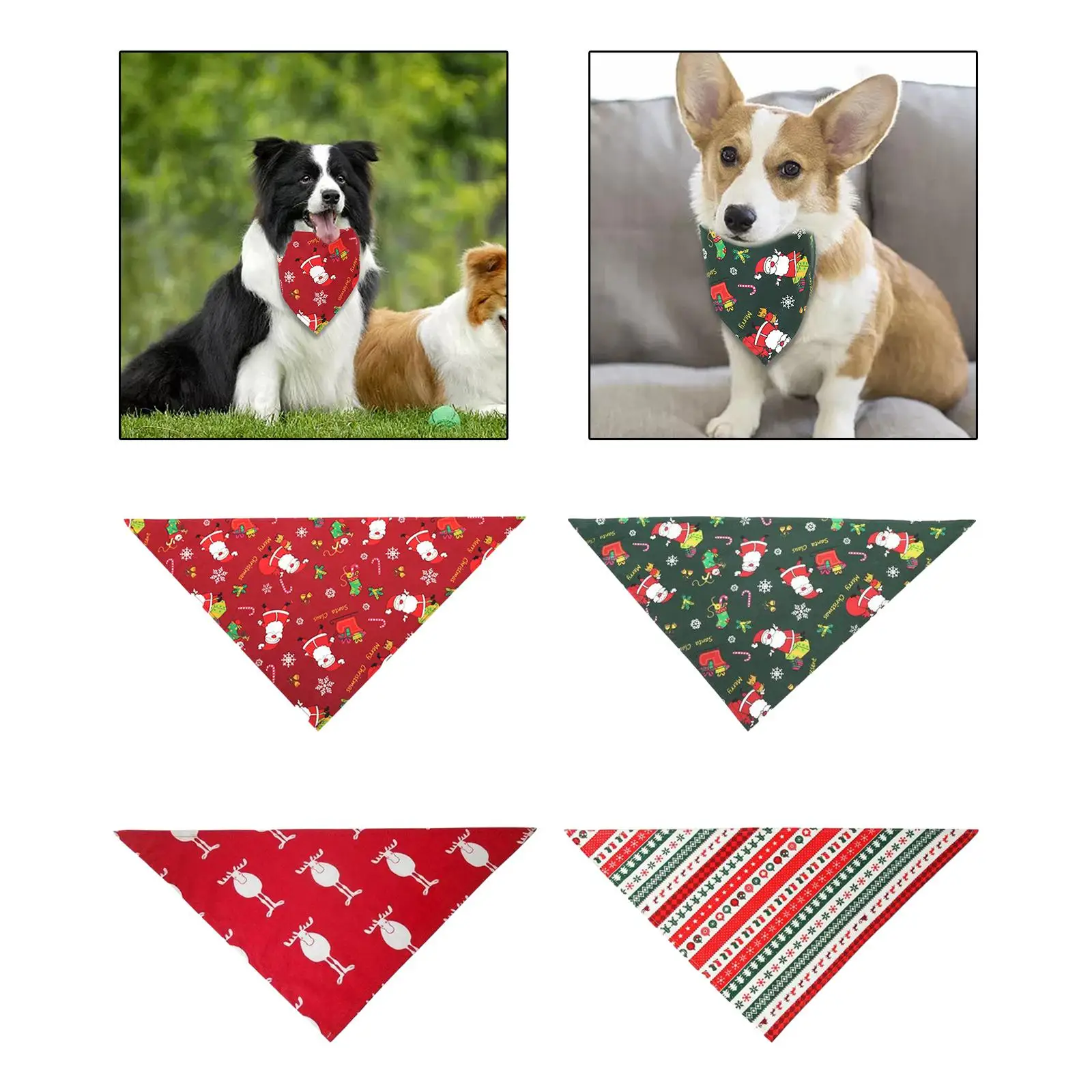 Dog Bandana Washable Holiday Decoration Photo Prop Dog Triangle Bibs Scarf for Festivals Christmas Thanksgiving New Year Wedding