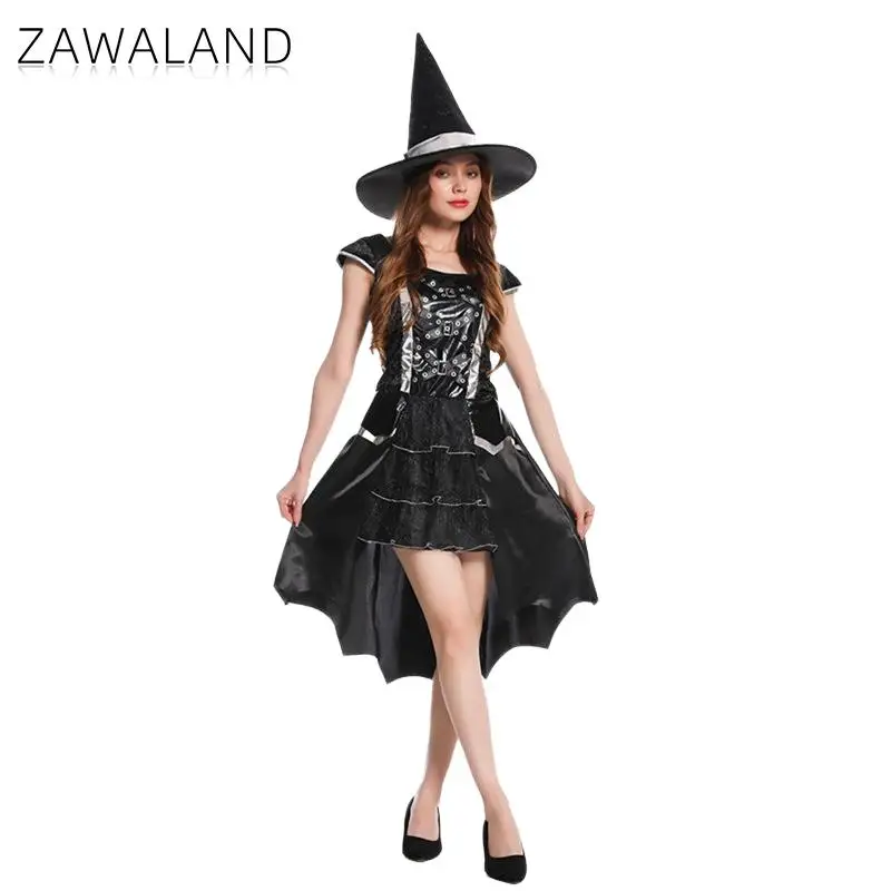 

Zawaland 2pcs/set Gothic Witch Dress for Women Elegant Masquerade Ball Gown Victorian Costume Medieval Stage Performance Outfit