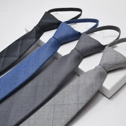 New Zipper Men Ties Suits Lazy Plaid Neck Tie For Wedding Check Necktie For Men Retro Lazy Fashion Stripe Ties For Women Necktie