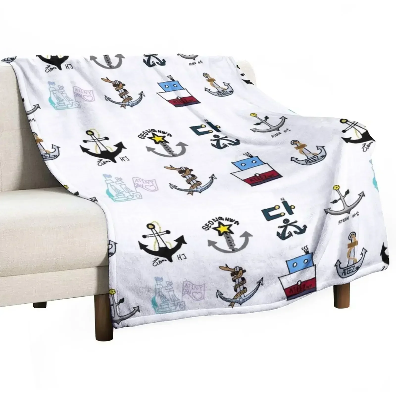 ATEEZ ATINY Drawings Throw Blanket Quilt Thin Personalized Gift Sofa Throw for sofa Extra Large Throw Blankets