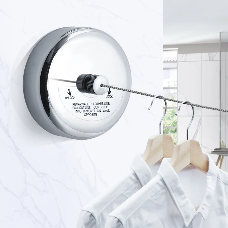 Indoor balcony stainless steel wall-mounted retractable clothesline hotel invisible punch-free clothesline