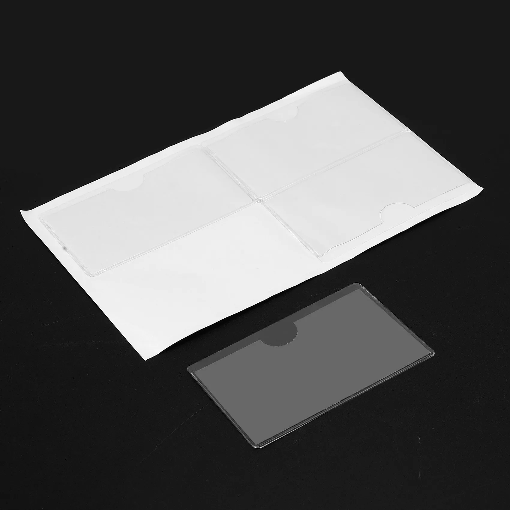 Portatarjetas autoadhesivo de 60 piezas, portatarjetas de biblioteca transparente con apertura superior para tarjetas de índice