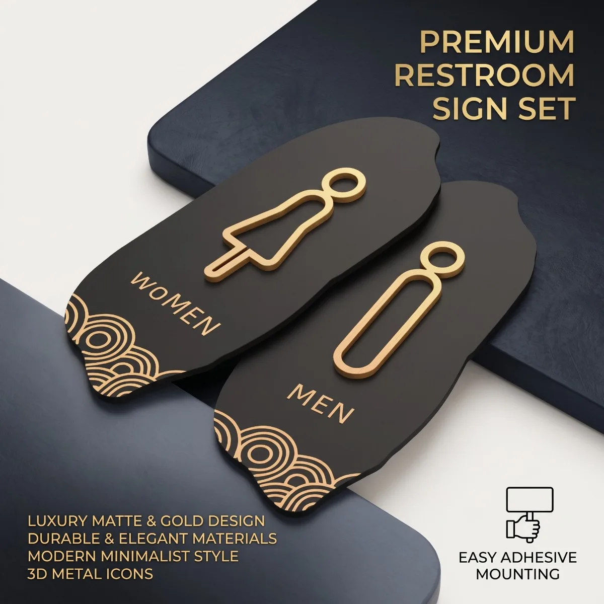 Modern Restroom Door Sign Women Men Toilet Plaque Bathroom Wall Decor for Office Public Restrooms Home Durable Acrylic Plate