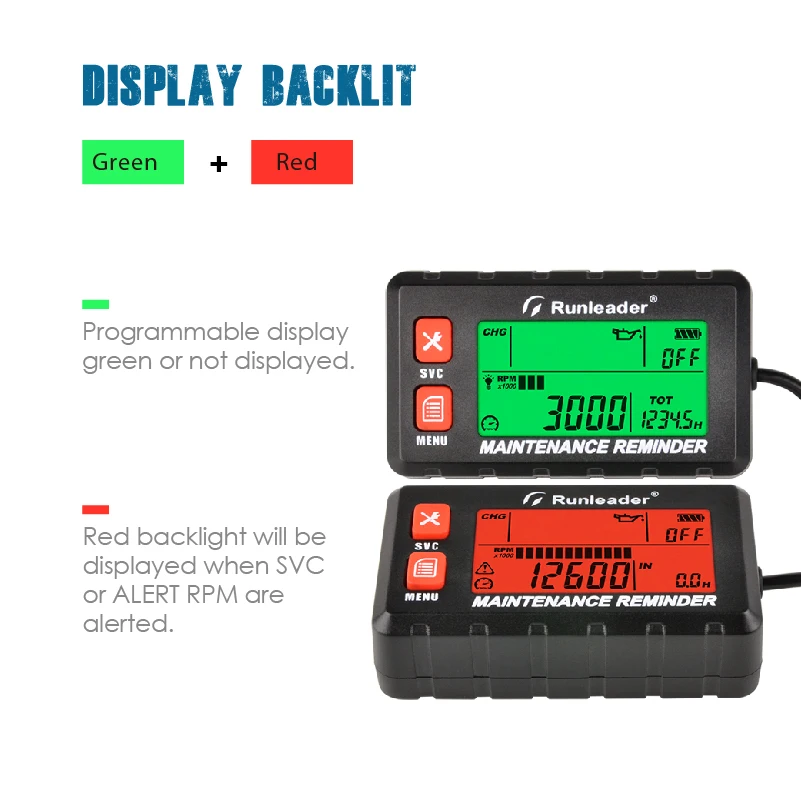 Tachometer Maintenance Reminder RPM Alarm Digital Tacho Hour Meters Engine Multi Display for Boat Lawn Mower Generator Marin