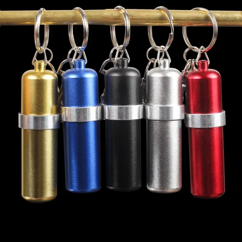 1Pc Metal Fuel Canister Portable Kerosene Oil Fluid Can with Key Chain Mini Smll Lighters Fuel Pot Travel Smoking Accessories