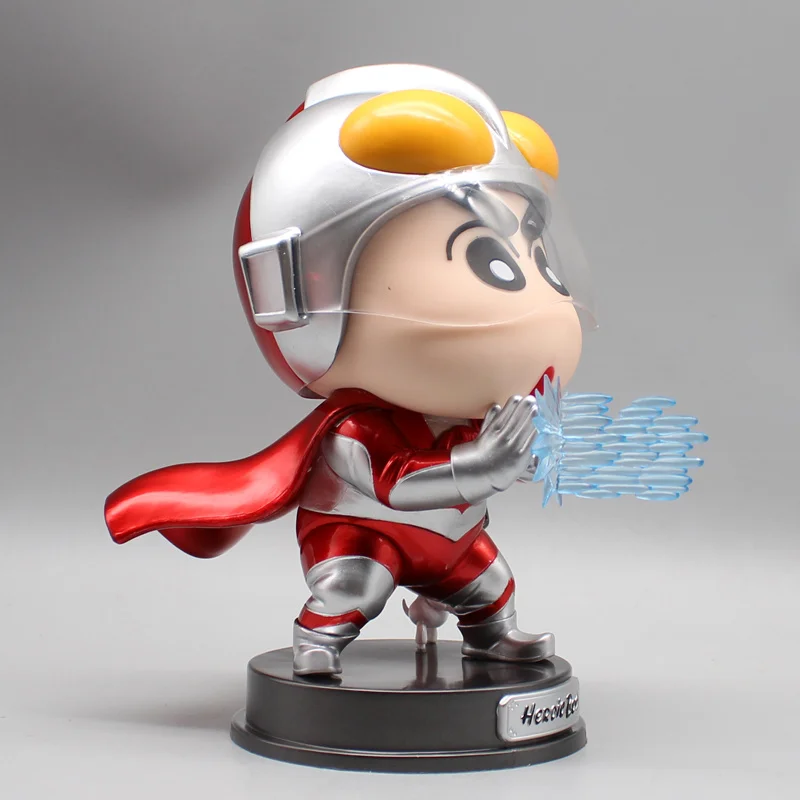 Crayon Shin-Chan Cartoon Wearing Helmet Cloak Small New Gk Desktop Decoration  Anime Model Doll Boy Q Cute Action Toy Gift