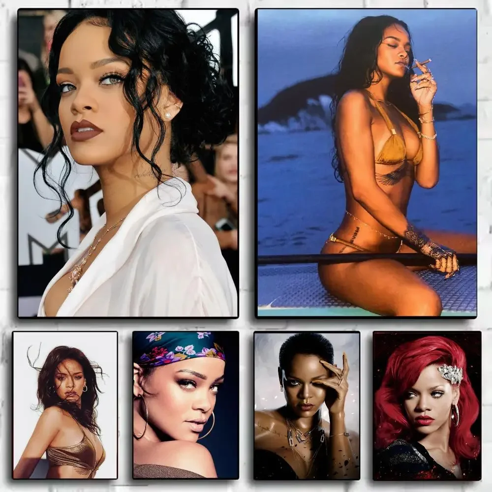 Pop Singer R-Rihanna Painting Calligraphy Canvas Wall Art Prints for Living Room Bedroom Home Decor Gift