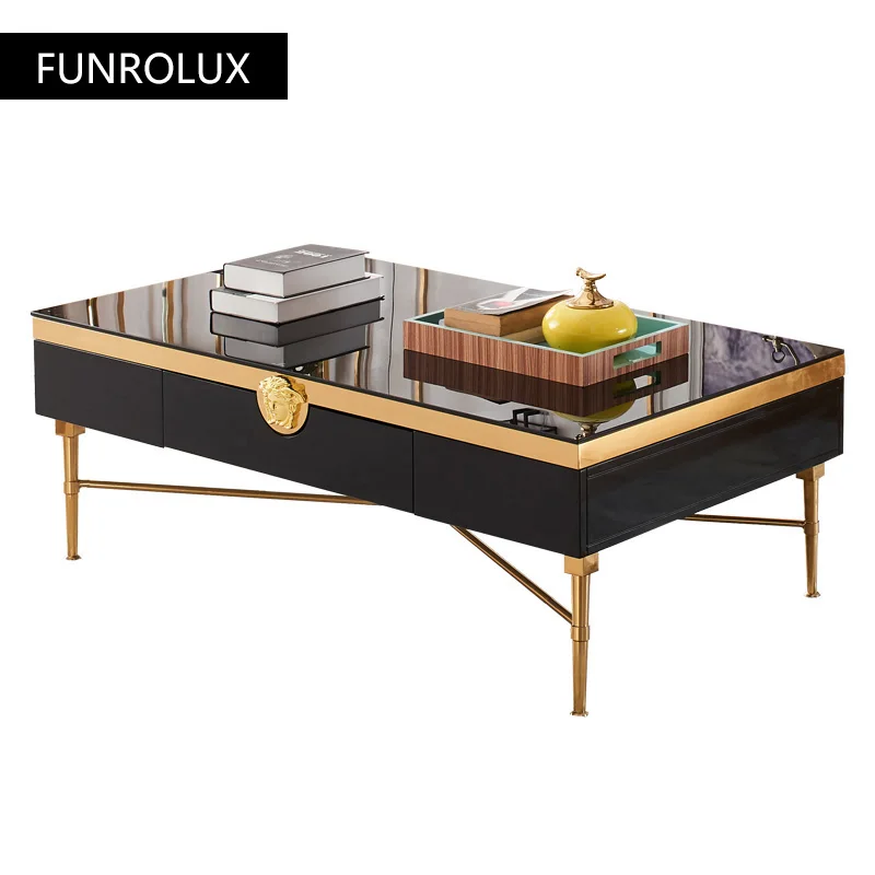 Modern Morocco New Classical Postmodern Square Stainless Steel Coffee Table Tea Table for Living Room