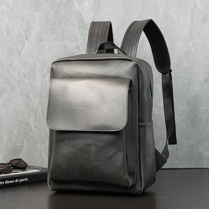 Backpack for Men PU Leather Bagpack Large Laptop Backpacks Male Mochilas Schoolbag For Teenagers Boys