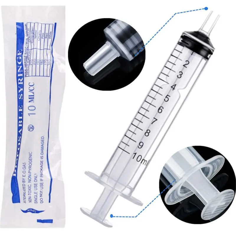10-100PCS 10ml Plastic Luer Slip Syringe Without Needle Steriled Individually Packed for Lab Use,Measuring Liquid,Feeding Pets