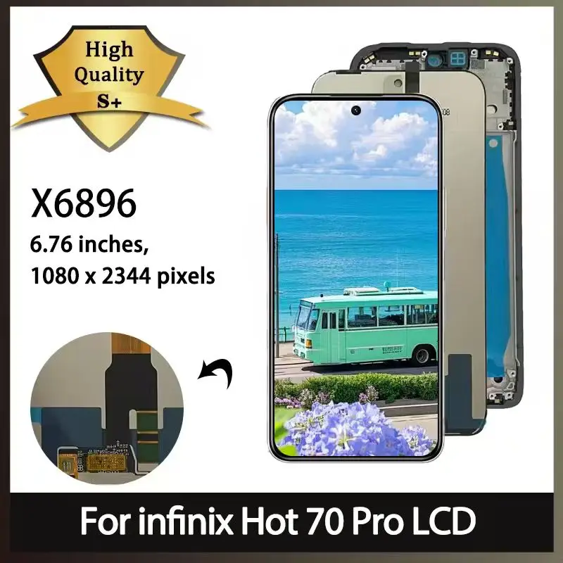 6.76” High Quality For Infinix Hot 70 Pro 5G LCD Display Screen Touch Digitizer For Infinix X6896 Display With Frame
