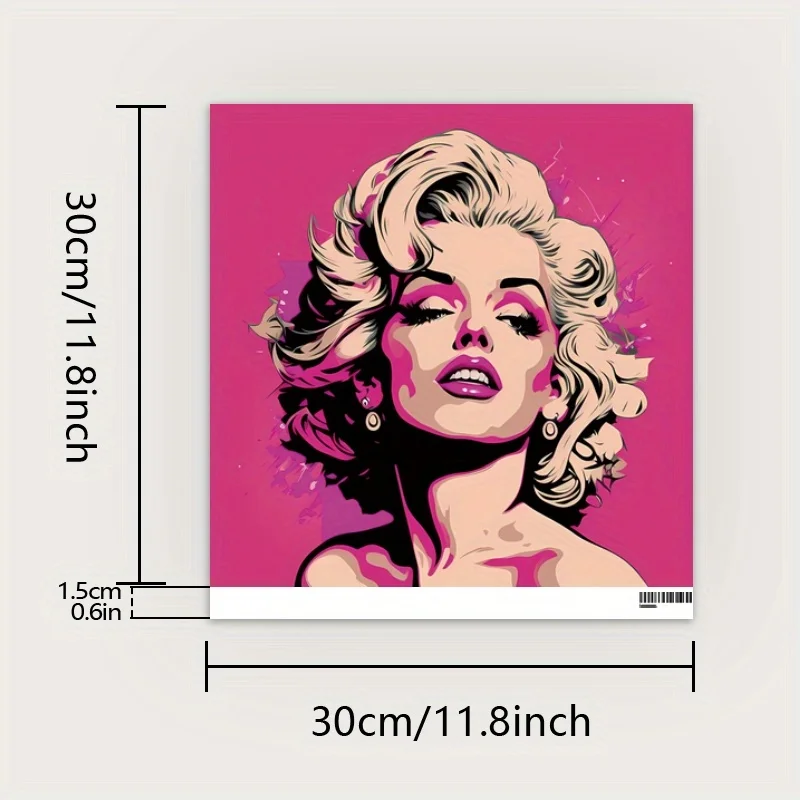 1pc, 12X12 Inch Unframed Colorful Marilyn Monroe Retro Pop Art Wall Art Illustrated Home Decoration Painting Suitable