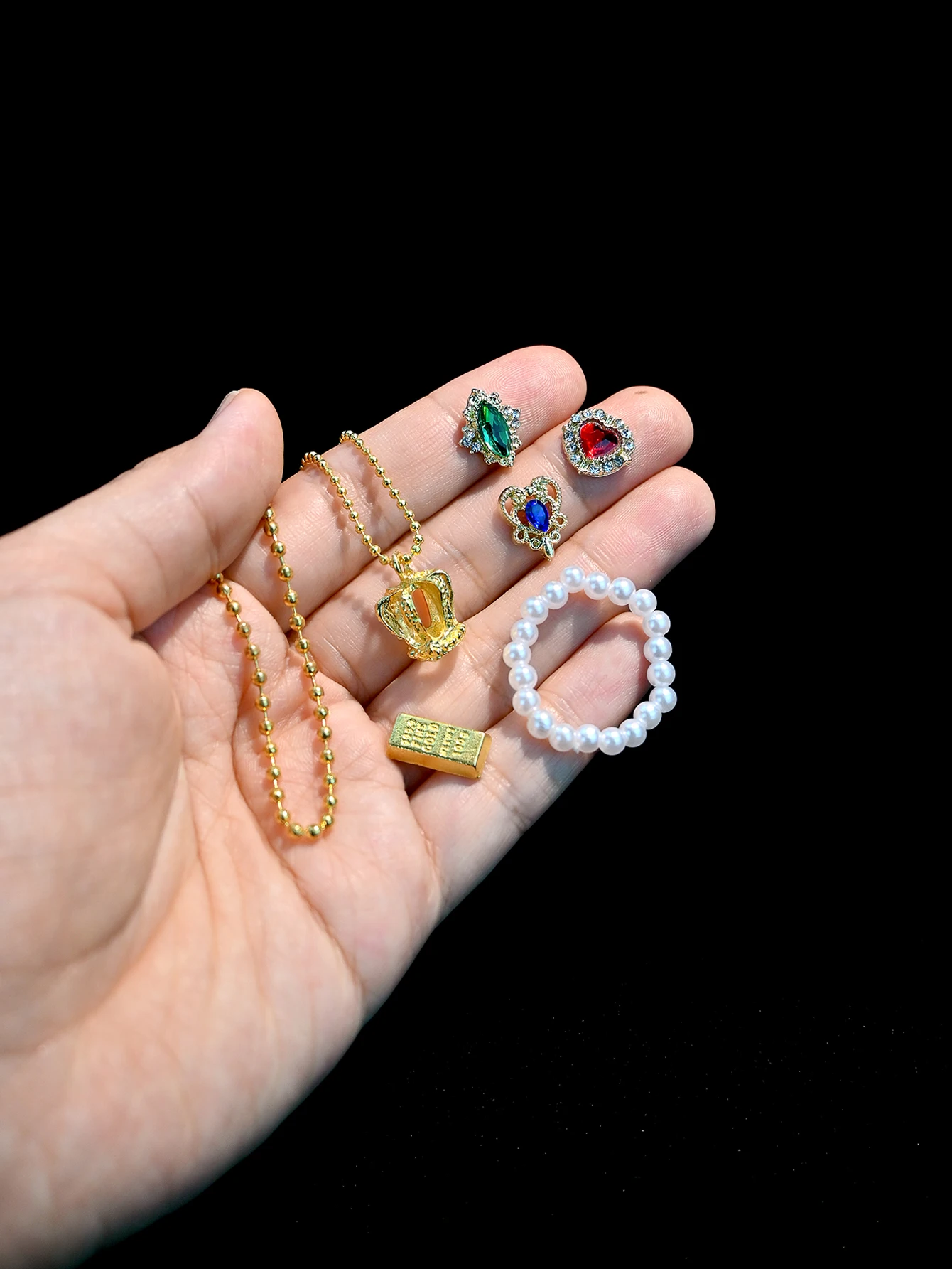 Miniatur-Replikat Schmuck-Schatztruhe, Piraten-Schatzsuche-Stil, Geeignet für Dioramen, Modellhäuser, Puppenhaus-Szenen-Dekoration, 1/6, 1/12 Puppenhaus-Modellhaus-Dekorationszubehör, Fotografie-Requisiten – Detail 3
