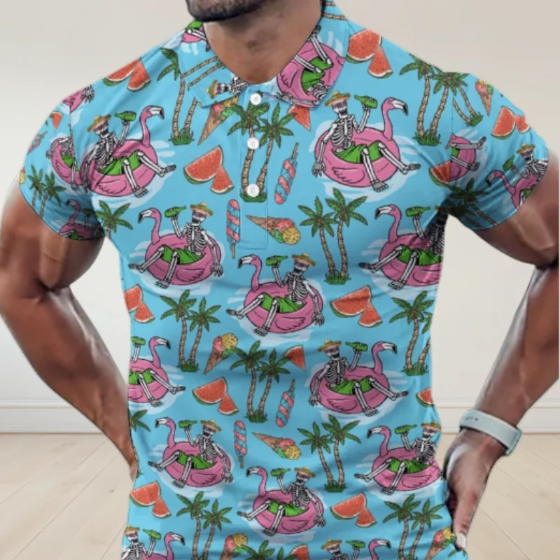 Polos hawaianos con estampado 3D de plantas y flores para hombre, ropa Harajuku de manga corta con solapa y botones, ropa para mujer