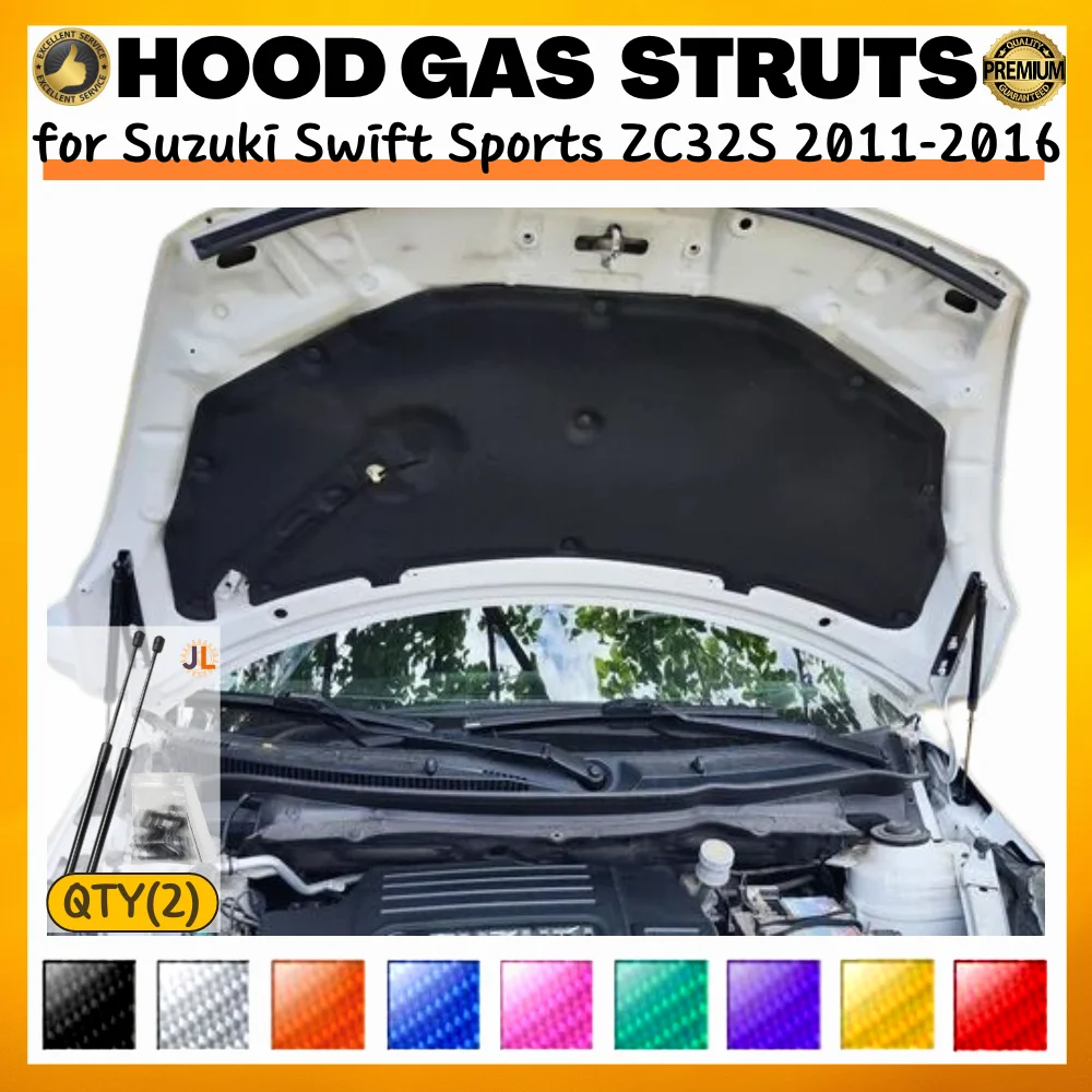 

Qty(2) Hood Struts for Suzuki Swift Sports ZC32S 2011-2016 Front Bonnet Modify Gas Springs Shock Absorber Lift Supports Dampers