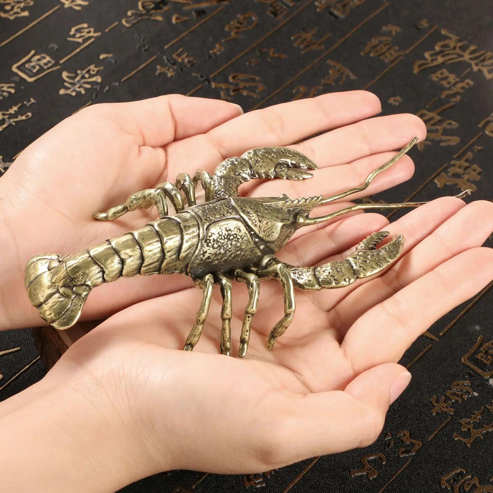 Vintage Lobster Desk Decoration Brass Ornaments Biomimetic Animal Decorative Figurines Sculpture Statue Copper Collection Crafts