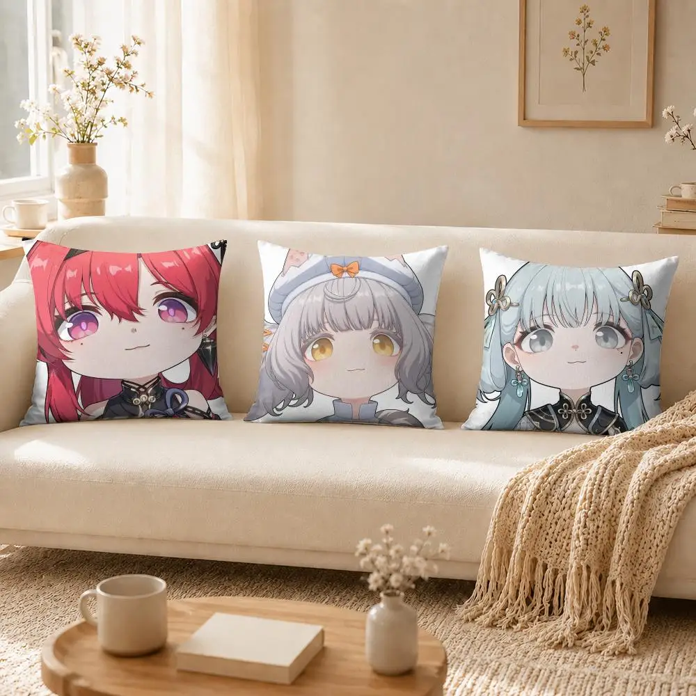 Encore Yinlin Wuthering Waves Cushion Cover Soft Short Plush Pillow Cases Hidden Zipper Cutecore Sofa Bedroom Home Decor Gift