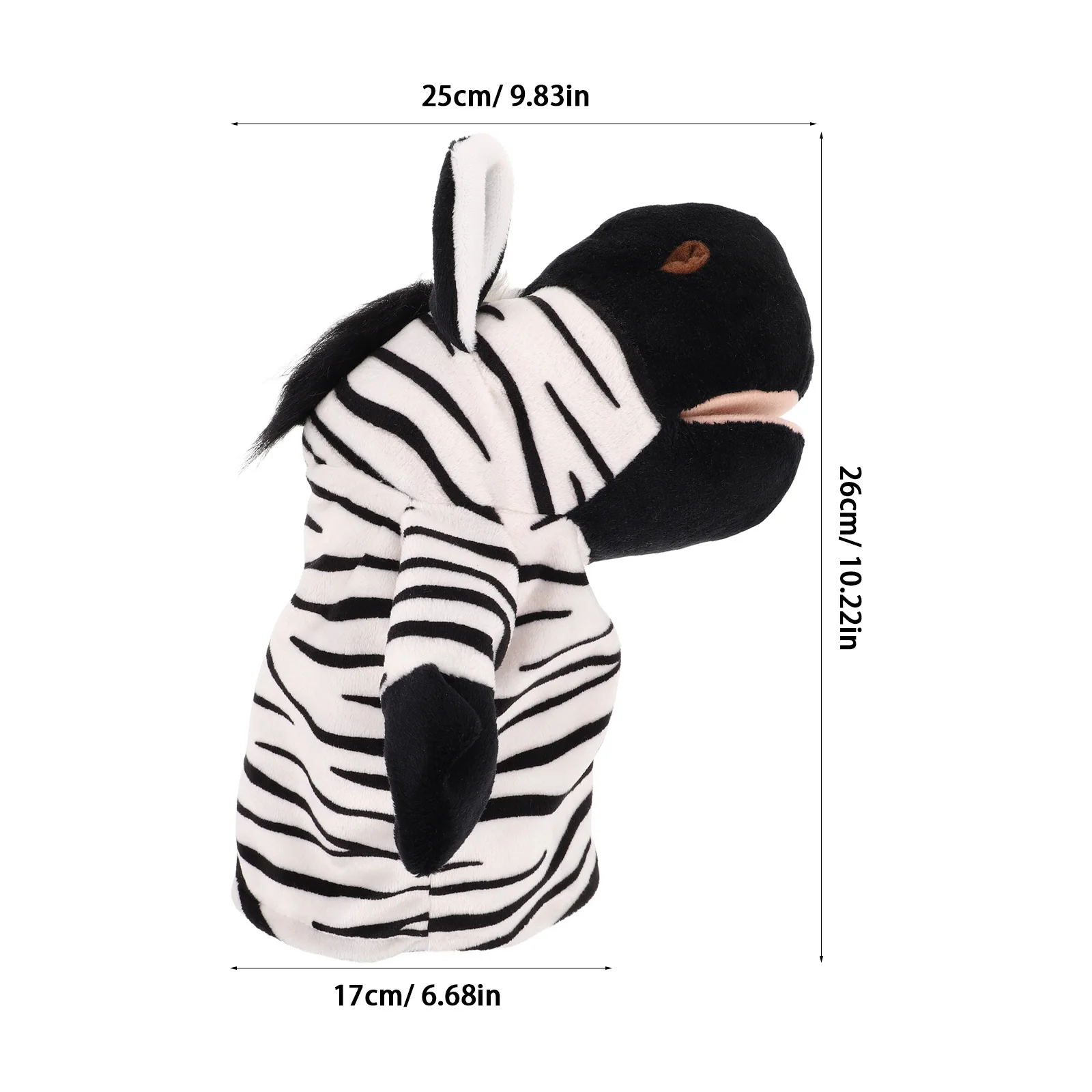 Marionnette à main en forme d'animal de dessin animé zèbre, ouverture de la bouche, marionnette à doigt pour raconter des histoires préscolaires interactives, liaison familiale