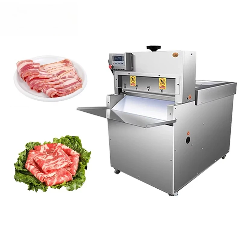 

New 250-300 kg/h frozen lamb beef roll slicer 0.3-5 mm bacon slicer